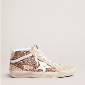 LAST ONE Golden Goose Mid Star pink-gold glitter